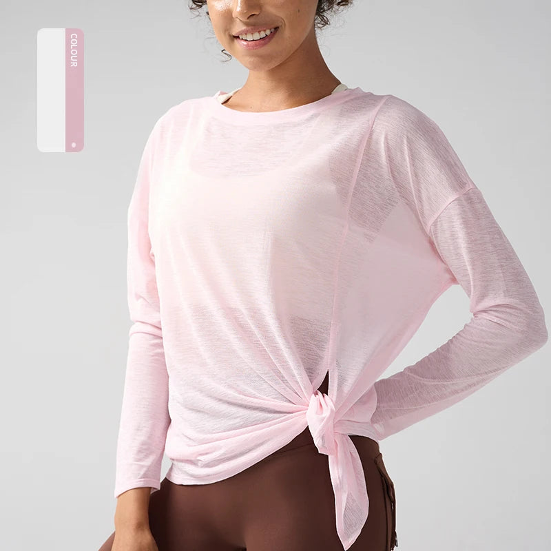 Gym Sports Tops Workout T-shirts Women Yoga Clothing Running Loose Slim Quick Dry Training Long Sleeve Blouse Fitness Tops👚