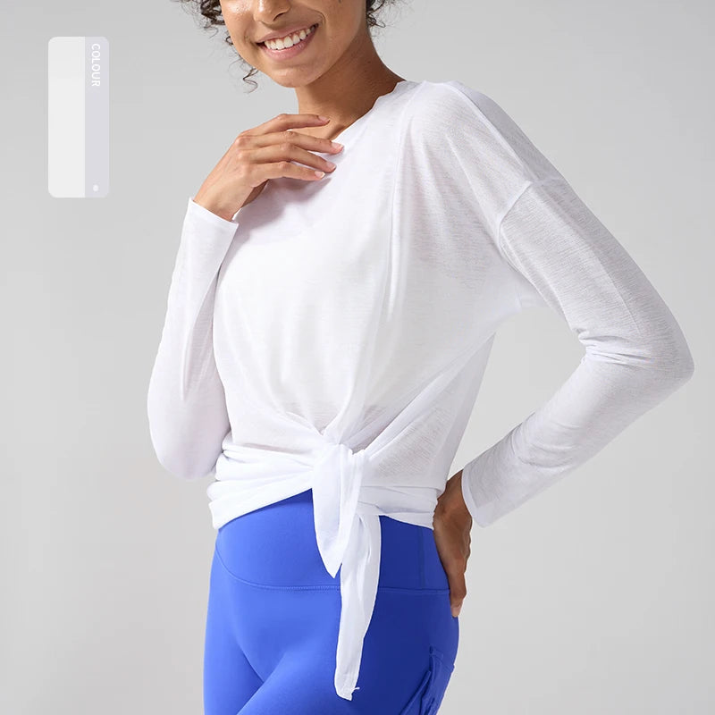 Gym Sports Tops Workout T-shirts Women Yoga Clothing Running Loose Slim Quick Dry Training Long Sleeve Blouse Fitness Tops👚