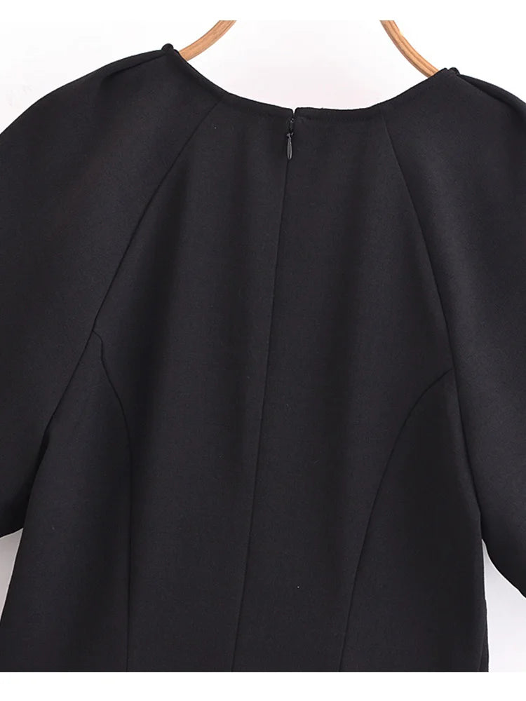 Women Summer Mini Dress 2025 Fashion Solid Short Sleeve O-Neck Female ELegant Street Dresses Clothing