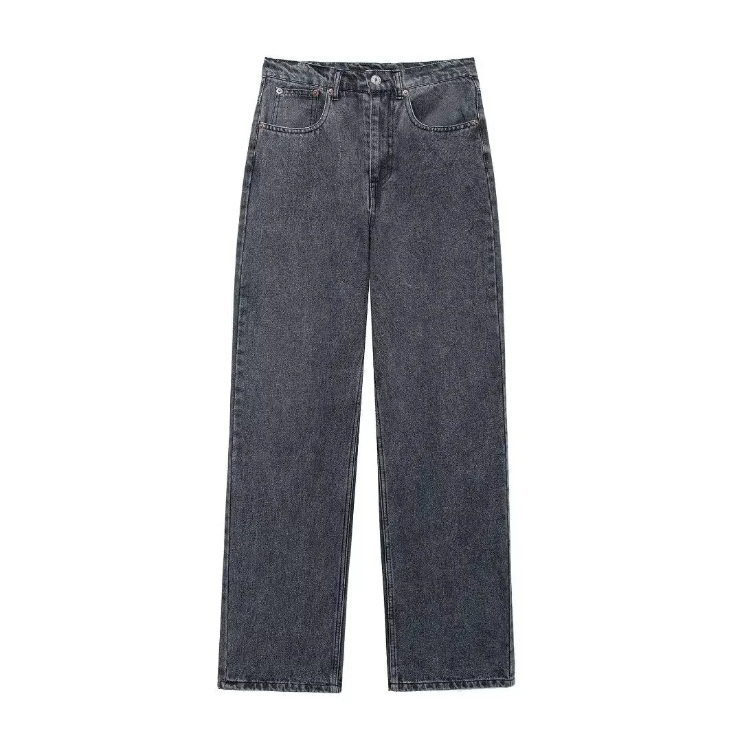 Women 2025 Autumn New Fashion Ripped Loose Jeans Vintage Pocket Casual Chic Female Denim Pants