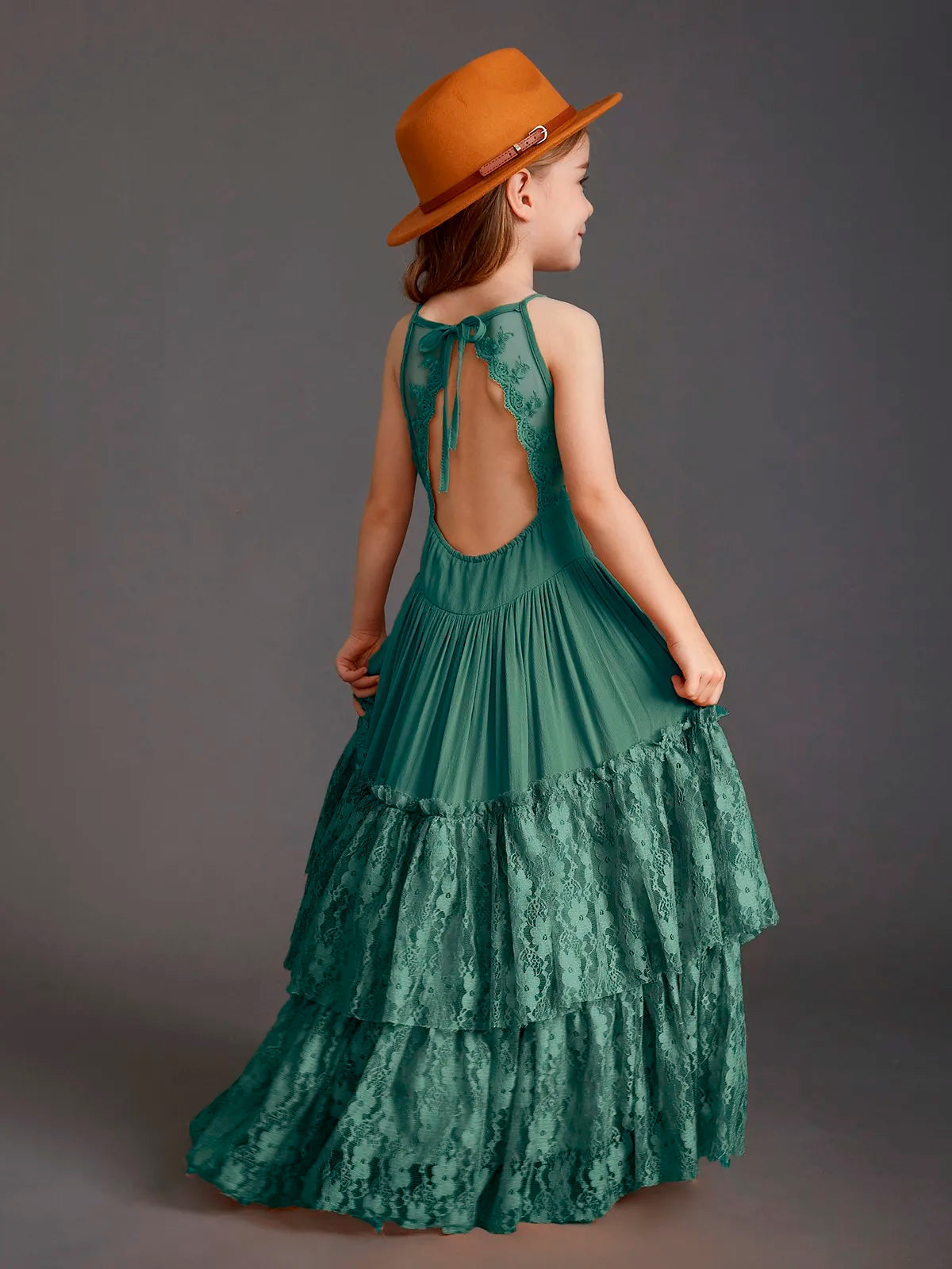 Plus Size Princess Girls Lace Long Dresses Baby Kids Flower Wedding Christmas Party Vestidos Children Clothing For 3-15 Years