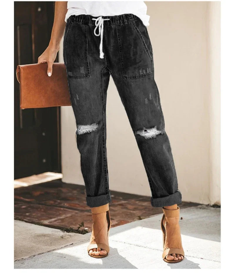 2024 Harem Pants Vintage Mid Waist Jeans Women Boyfriend Ripped Jeans summer Casual Mom Jeans Cowboy Denim Pants Ladies Jeans