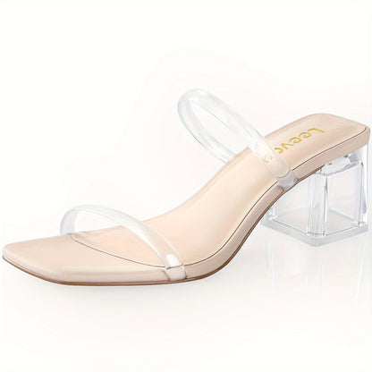 Square Toe Heeled Sandals For Women, Women's Low Block Heels Sandals, Ankle Strap Chunky Heels For Party Wedding Dress Shoes