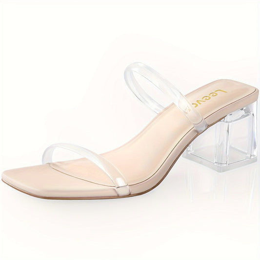 Square Toe Heeled Sandals For Women, Women's Low Block Heels Sandals, Ankle Strap Chunky Heels For Party Wedding Dress Shoes