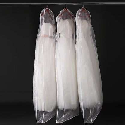 1pc Wedding Dress Dust Cover Bags, Transparent Hanging Clothes Storage Bags For Dress, Portable Garment Bags, Household Storage Organizer For Bedroom, Closet, Wardrobe, Home, Dorm