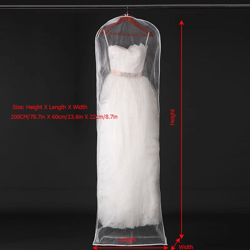 1pc Wedding Dress Dust Cover Bags, Transparent Hanging Clothes Storage Bags For Dress, Portable Garment Bags, Household Storage Organizer For Bedroom, Closet, Wardrobe, Home, Dorm