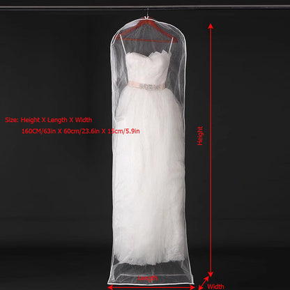 1pc Wedding Dress Dust Cover Bags, Transparent Hanging Clothes Storage Bags For Dress, Portable Garment Bags, Household Storage Organizer For Bedroom, Closet, Wardrobe, Home, Dorm