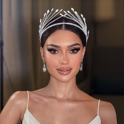 Elegant Iron Alloy Rhinestone Headband - Vintage Style Sequined Bridal Hairband, Luxurious Wedding Dress Accessory, Fashionable Single Individual Headpiece for Valentine's Day HP640