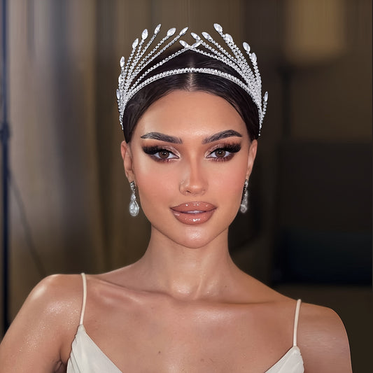 Elegant Iron Alloy Rhinestone Headband - Vintage Style Sequined Bridal Hairband, Luxurious Wedding Dress Accessory, Fashionable Single Individual Headpiece for Valentine's Day HP640