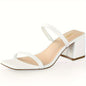 Square Toe Heeled Sandals For Women, Women's Low Block Heels Sandals, Ankle Strap Chunky Heels For Party Wedding Dress Shoes