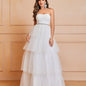 Sweetheart Neck Tiered Wedding Dress, Elegant Backless Tube Dress For Wedding Party, Women's Clothing