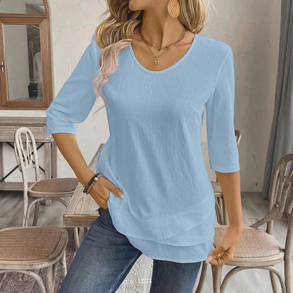 Crew Neck Chic Casual Womens Top