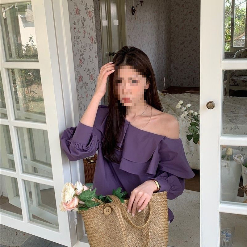 Versatile White Long-sleeve Shirt With An Asymmetric Edgy Design