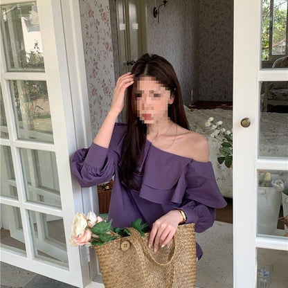 Versatile White Long-sleeve Shirt With An Asymmetric Edgy Design