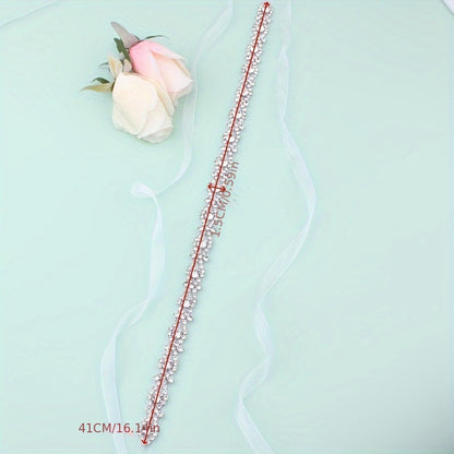1pc Elegant Rhinestone Waistband Bridal Wedding Dress Accessories