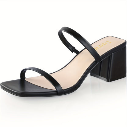 Square Toe Heeled Sandals For Women, Women's Low Block Heels Sandals, Ankle Strap Chunky Heels For Party Wedding Dress Shoes