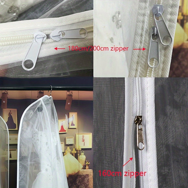 1pc Wedding Dress Dust Cover Bags, Transparent Hanging Clothes Storage Bags For Dress, Portable Garment Bags, Household Storage Organizer For Bedroom, Closet, Wardrobe, Home, Dorm