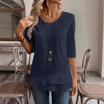 Crew Neck Chic Casual Womens Top