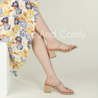 Square Toe Heeled Sandals For Women, Women's Low Block Heels Sandals, Ankle Strap Chunky Heels For Party Wedding Dress Shoes