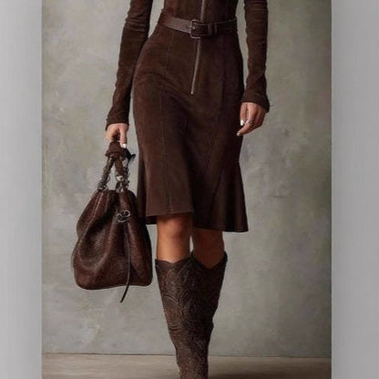 Elegant Sophisticated Zip-front Lapel Dress