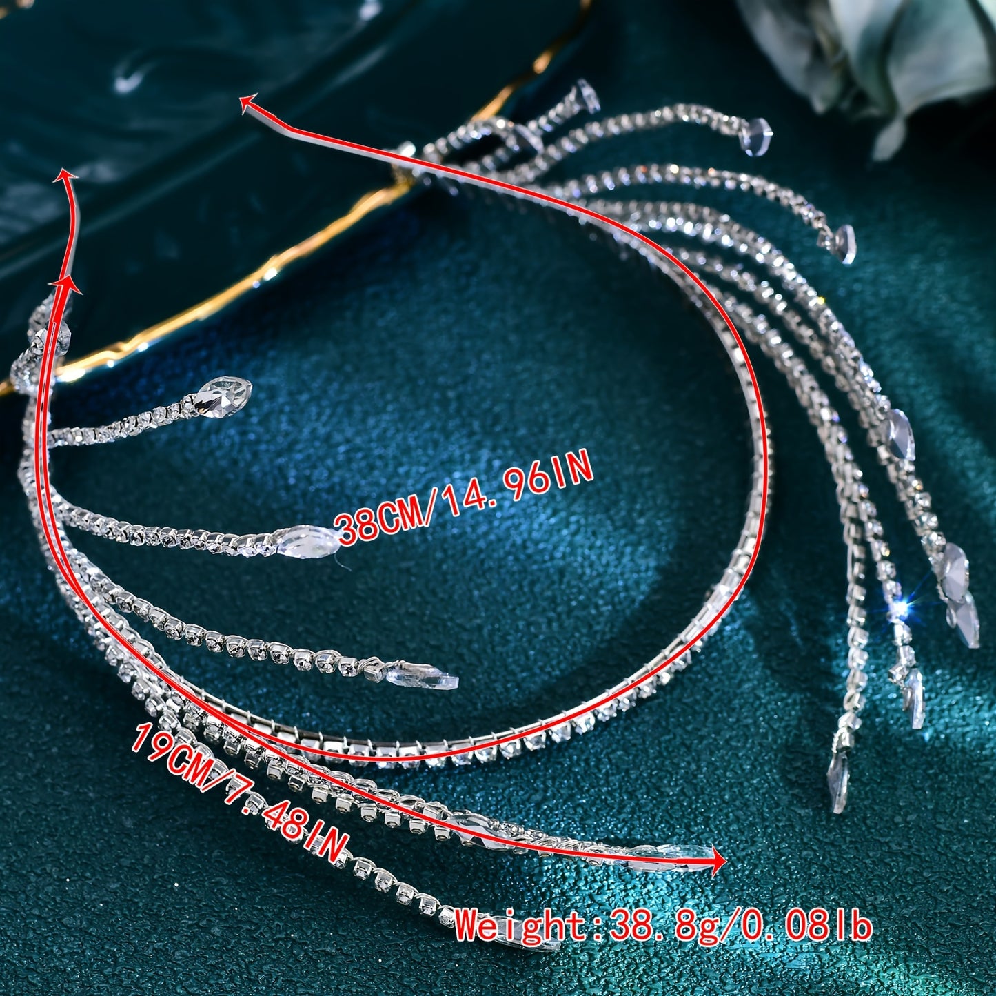 Elegant Iron Alloy Rhinestone Headband - Vintage Style Sequined Bridal Hairband, Luxurious Wedding Dress Accessory, Fashionable Single Individual Headpiece for Valentine's Day HP640