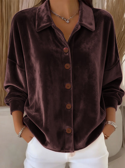 Womens Multi-Color Velvet Cardigan With Long Sleeves For Casual Wear