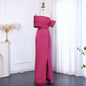 Sharon Said Elegant Off Shoulder Pink Dubai Evening Dress with High Side Slit for Women Wedding Party Gown SF108 Customized
