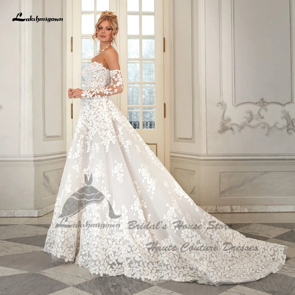 Lakshmigown Vintage Lace Boho Wedding Dresses For Women Vestido Novia 2026 Princess Beach Bridal Gowns With Sleeves Customized