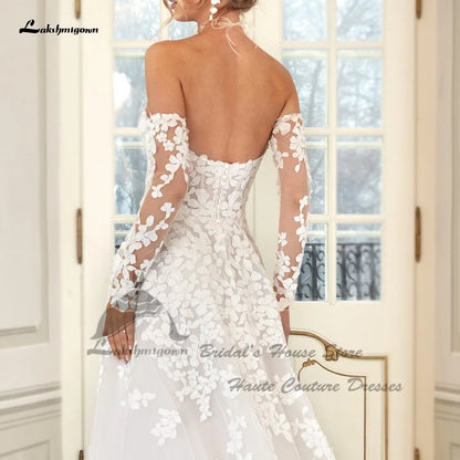 Lakshmigown Vintage Lace Boho Wedding Dresses For Women Vestido Novia 2026 Princess Beach Bridal Gowns With Sleeves Customized