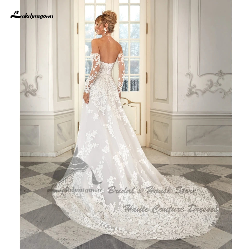 Lakshmigown Vintage Lace Boho Wedding Dresses For Women Vestido Novia 2026 Princess Beach Bridal Gowns With Sleeves Customized
