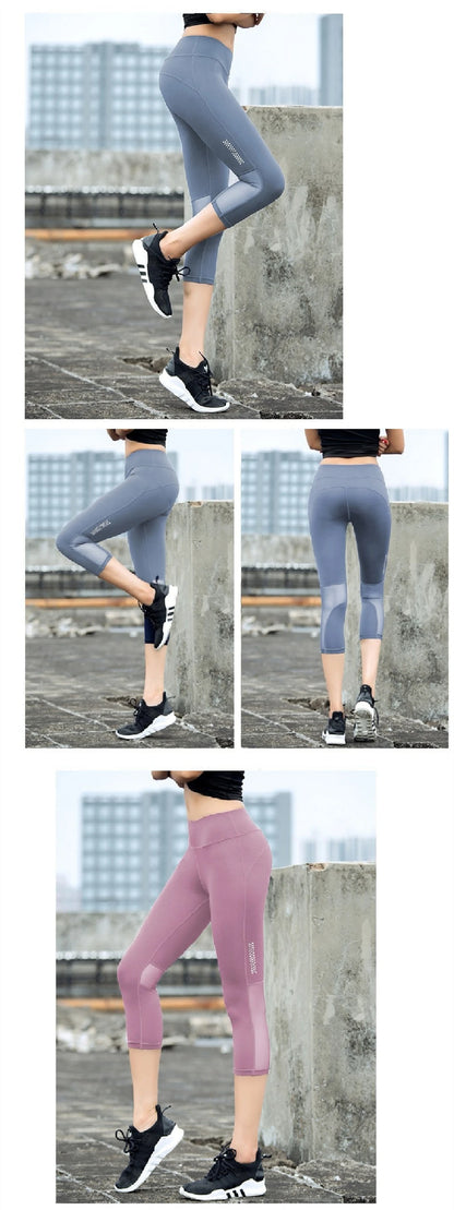 Workout Clothes Leggings Mujer Elastic High Waist Sports Leggings Women Yoga Pants Running Quick Dry Capris Crop Fitness Tight