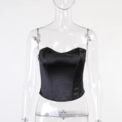 Sexy Women Tube Tops Solid Sleeveless Slim Skinny Corset Cropped Top 2022 Summer Casual Elegant Female Strapless Vest