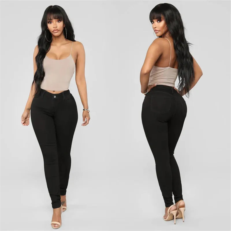 2025 New Women's High Waist Slim Jeans Fashion Casual Stretch Denim Pencil Pants