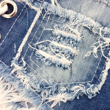 Women Sexy Jeans Shorts Summer Fashion Low-waist Denim Knotted Band Mini Short Beach Casual Shorts Sexy Club Party Bikini Bottom