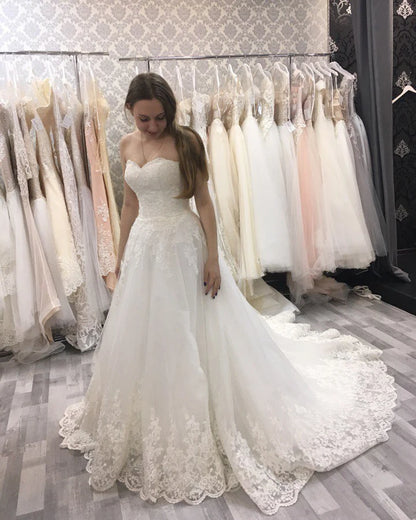 HW091 Customized Sweetheart Applique Lace Vintage Bridal Wedding Dress Princess Wedding Dresses Bridal Gown vestidos de noivas