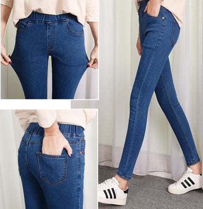 Women  Jeans for Curvy  Elastic Waist Stretchy Denim Pants Tummy Control Mom Jeans 4XL ouc551