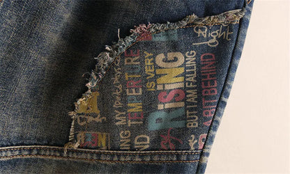 2025 Spring Autumn New Women Embroidery Retro Denim Jeans High Waist Nine Points Cowboy Trousers Denim Harlan Pants Femme126