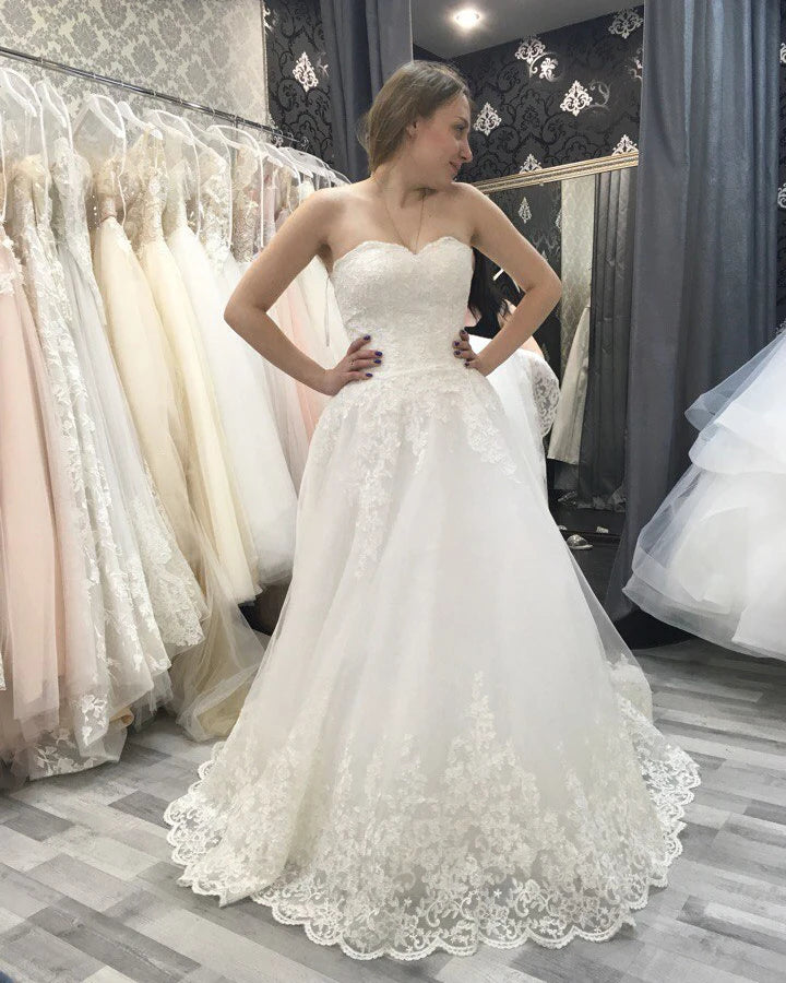 HW091 Customized Sweetheart Applique Lace Vintage Bridal Wedding Dress Princess Wedding Dresses Bridal Gown vestidos de noivas