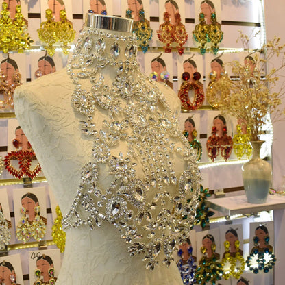 CUIER Luxurious Black Tops for Women Body Chain Jewelry Gun-black