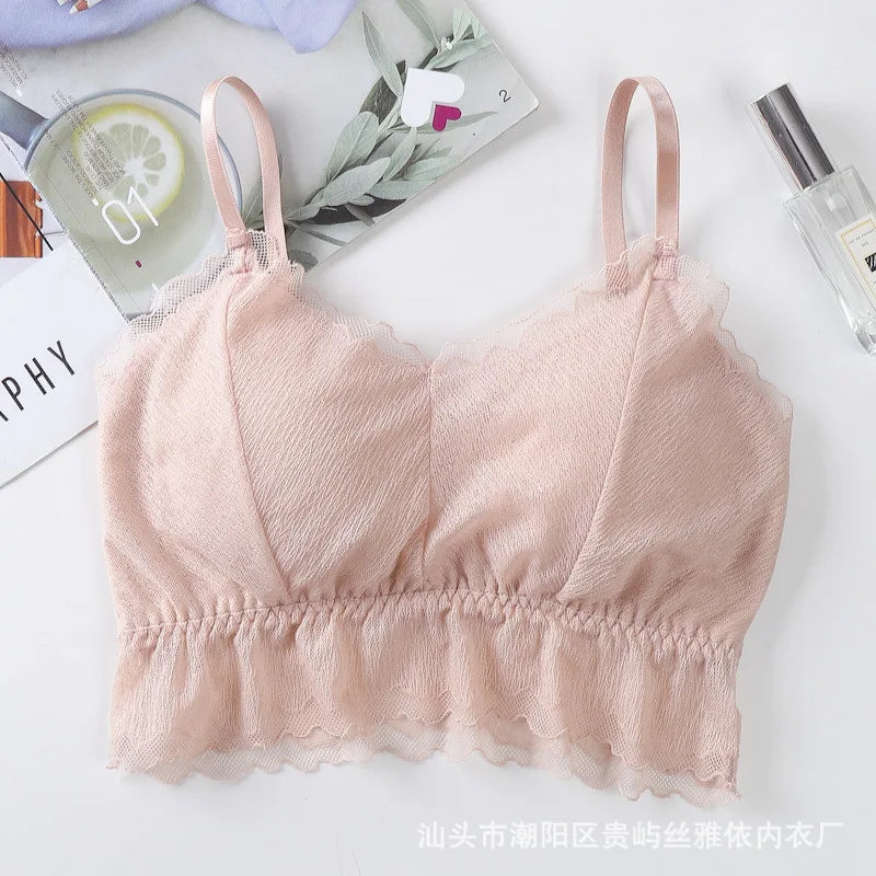Tops For Women Lingerie Fashion Lace Top Beautiful Bra Female Seamless Bra Tube Top With Bra Pad Underwear Push Up Brassiere