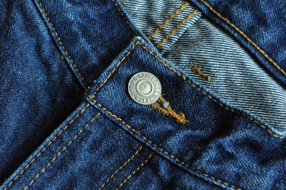 Saucezhan  315XX-18SX Men Jeans Washed Jeans Selvedge Denim Jeans for Men Distressed Jeans Taper Fit  Zipper Fly  18 oz