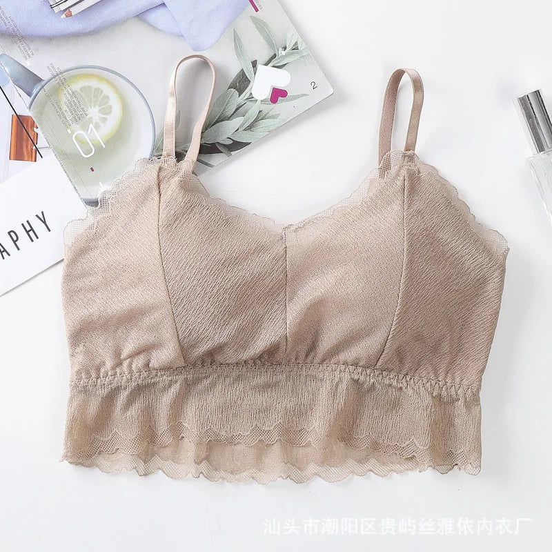 Tops For Women Lingerie Fashion Lace Top Beautiful Bra Female Seamless Bra Tube Top With Bra Pad Underwear Push Up Brassiere