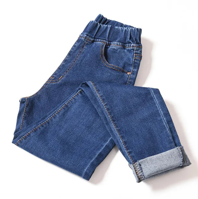 Women  Jeans for Curvy  Elastic Waist Stretchy Denim Pants Tummy Control Mom Jeans 4XL ouc551