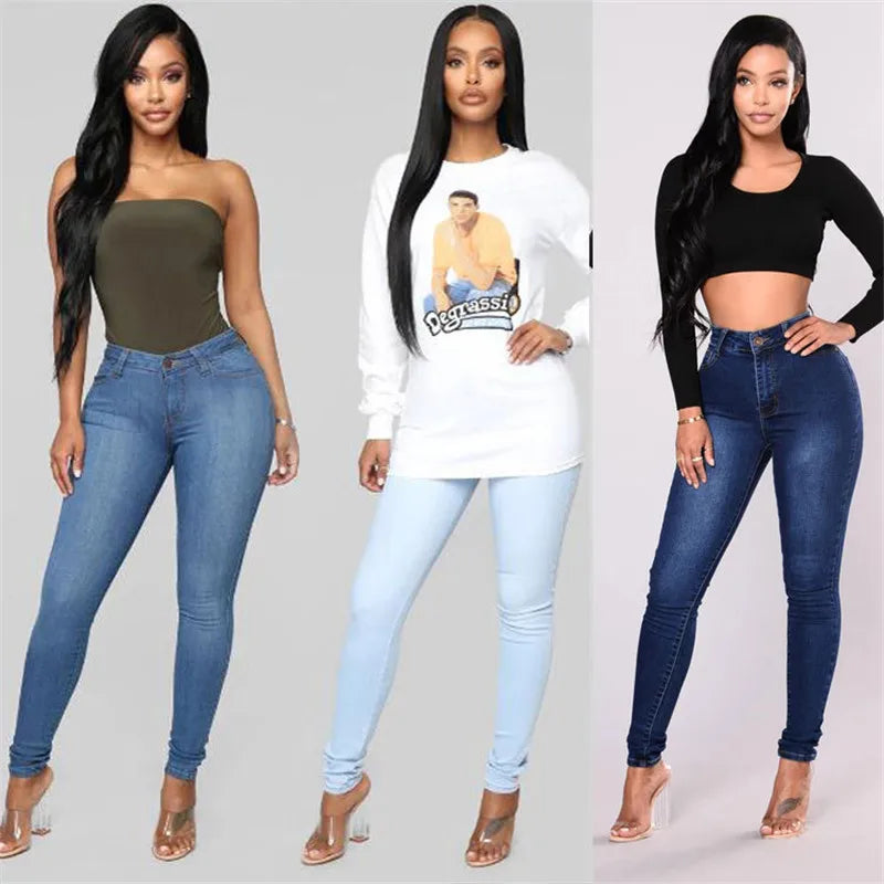 2025 New Women's High Waist Slim Jeans Fashion Casual Stretch Denim Pencil Pants