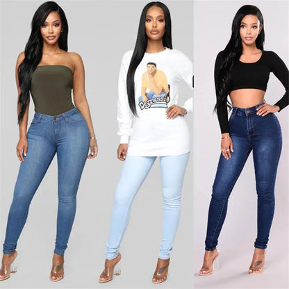 2025 New Women's High Waist Slim Jeans Fashion Casual Stretch Denim Pencil Pants