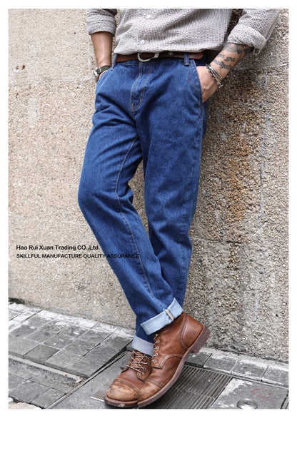 Saucezhan  315XX-18SX Men Jeans Washed Jeans Selvedge Denim Jeans for Men Distressed Jeans Taper Fit  Zipper Fly  18 oz