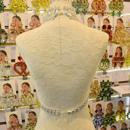 CUIER Luxurious Black Tops for Women Body Chain Jewelry Gun-black