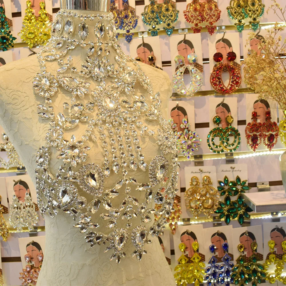 CUIER Luxurious Black Tops for Women Body Chain Jewelry Gun-black