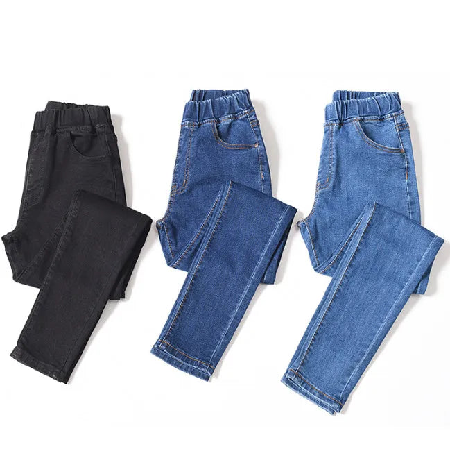 Women  Jeans for Curvy  Elastic Waist Stretchy Denim Pants Tummy Control Mom Jeans 4XL ouc551