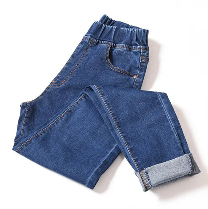 Women  Jeans for Curvy  Elastic Waist Stretchy Denim Pants Tummy Control Mom Jeans 4XL ouc551